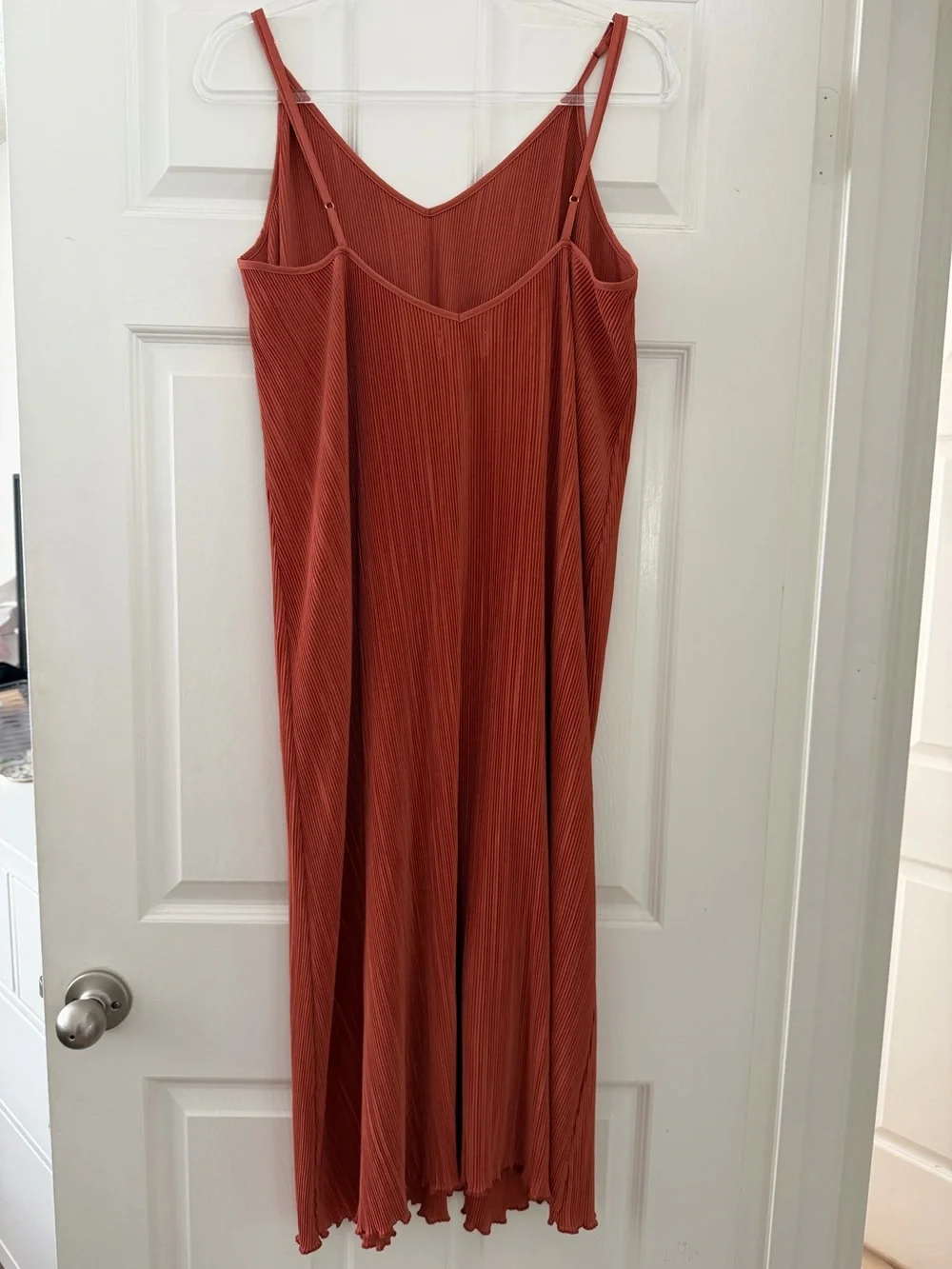 Open Edit Pleated Slip Midi Dress Redwood Rust NWOT Large
